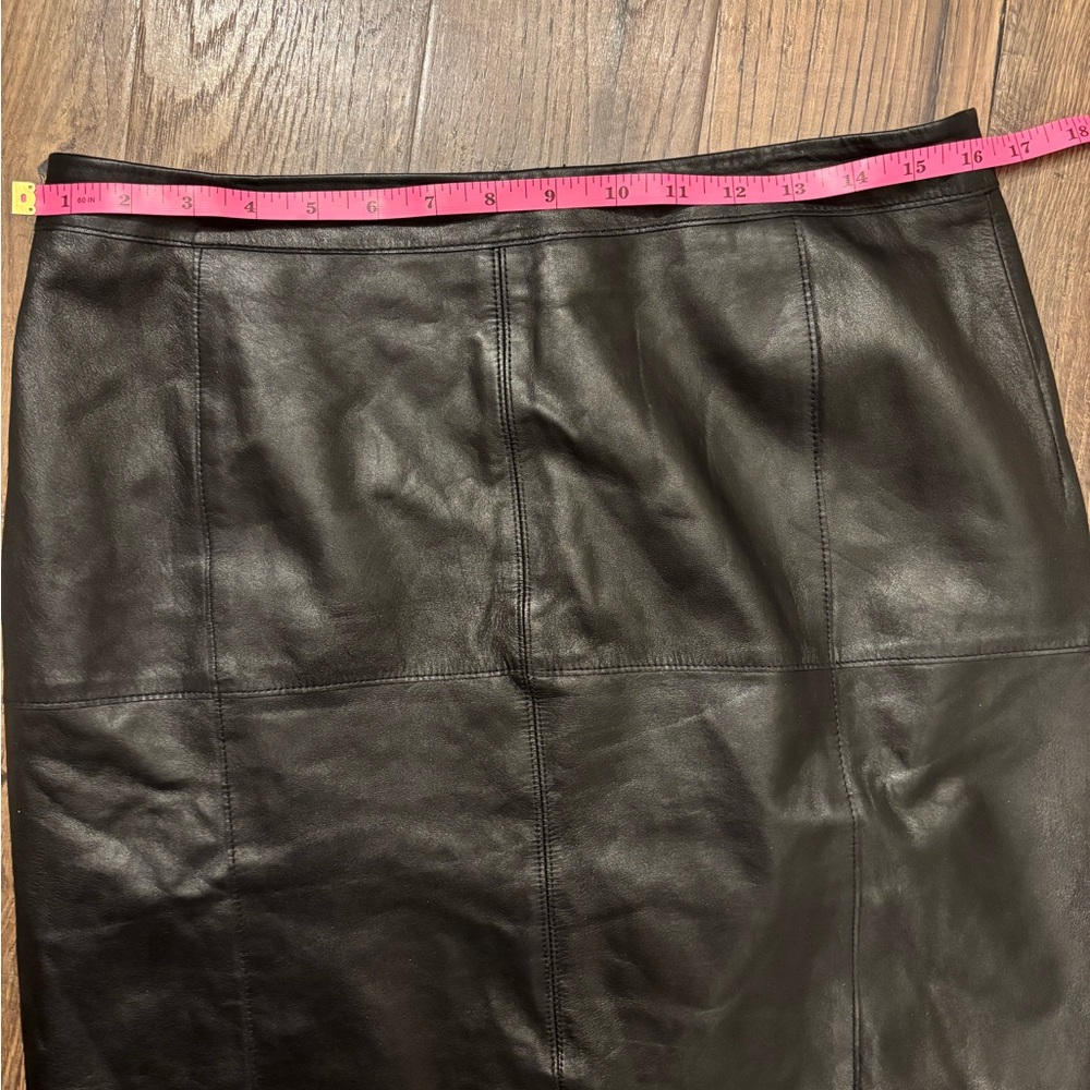 White House Black Market Black Leather Pencil Skirt